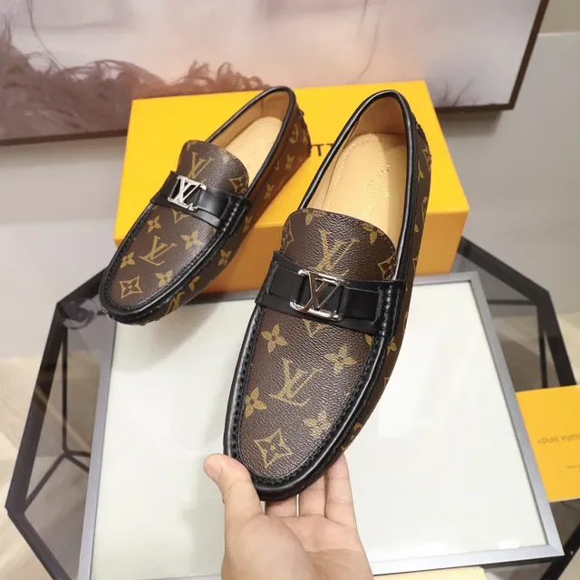 Louis Vuitton Mocassim Marrom Preto Monograma Lona Borda de Couro 6