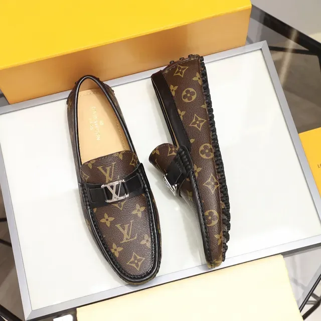 Louis Vuitton Mocassim Marrom Preto Monograma Lona Borda de Couro 9