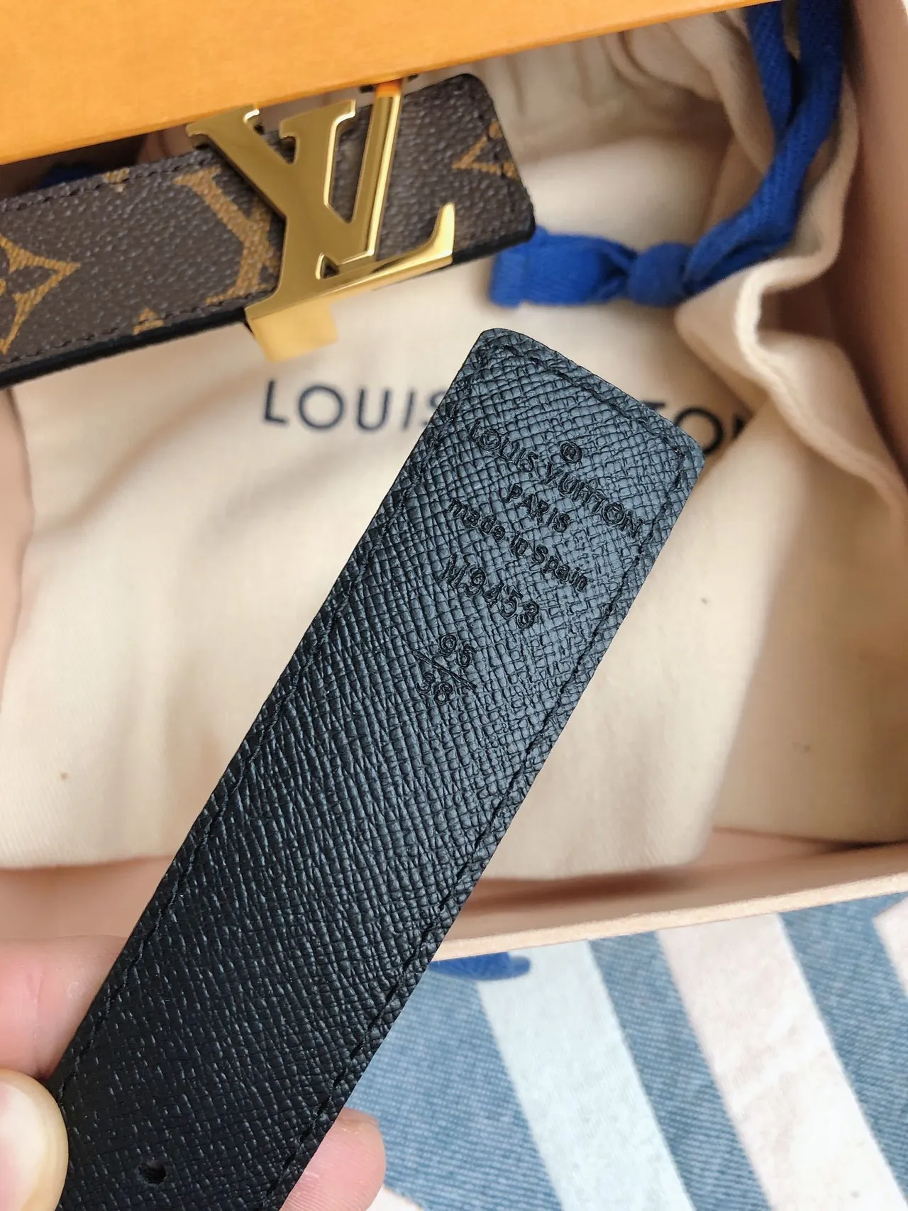 Louis Vuitton Brown Gold Monogram Canvas LV Buckle Leather Belt 4