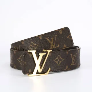 Louis Vuitton বাদামি সোনালী মনোগ্রাম ক্যানভাস LV বাকেল লেদার বেল্ট