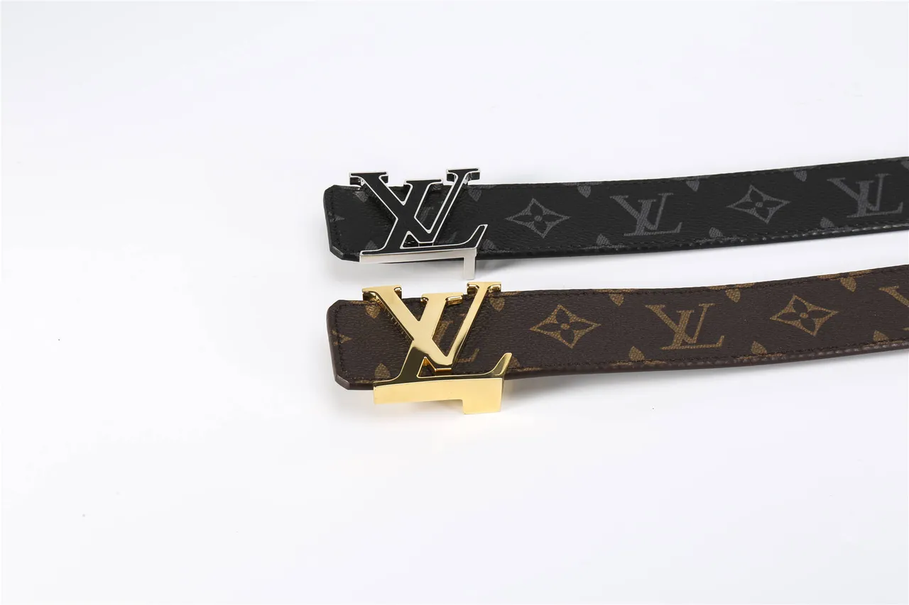 Louis Vuitton بني ذهبي مونوغرाम كانفاس LV مشبك جلد حزام 3