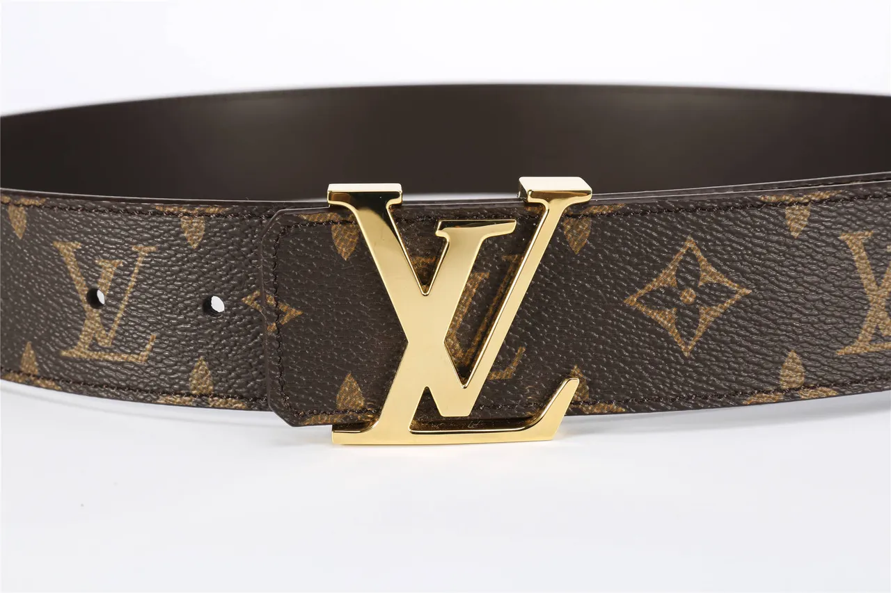 Louis Vuitton بني ذهبي مونوغرाम كانفاس LV مشبك جلد حزام 7