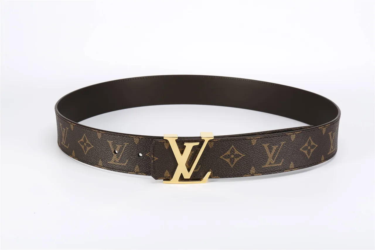 Louis Vuitton بني ذهبي مونوغرाम كانفاس LV مشبك جلد حزام 8