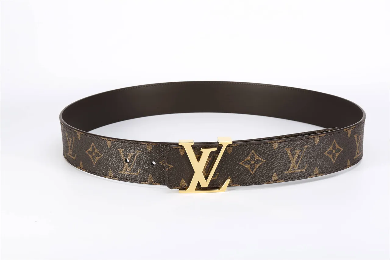 Louis Vuitton بني ذهبي مونوغرाम كانفاس LV مشبك جلد حزام 9