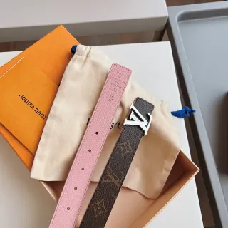 Louis Vuitton Cinto marrom rosa monograma canvas couro pebbled