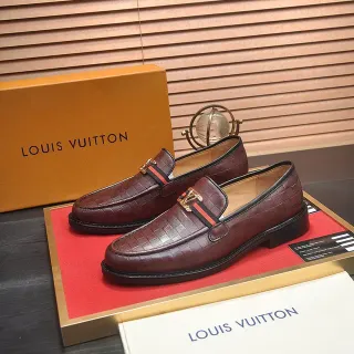 Louis Vuitton بوردو أسود جلد متشابك LV Twist-Lock Buckle لوفر