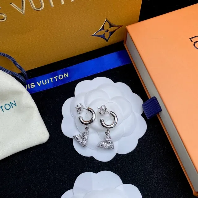Louis Vuitton C-Hoop Pavé Triangle Drop Earrings 2