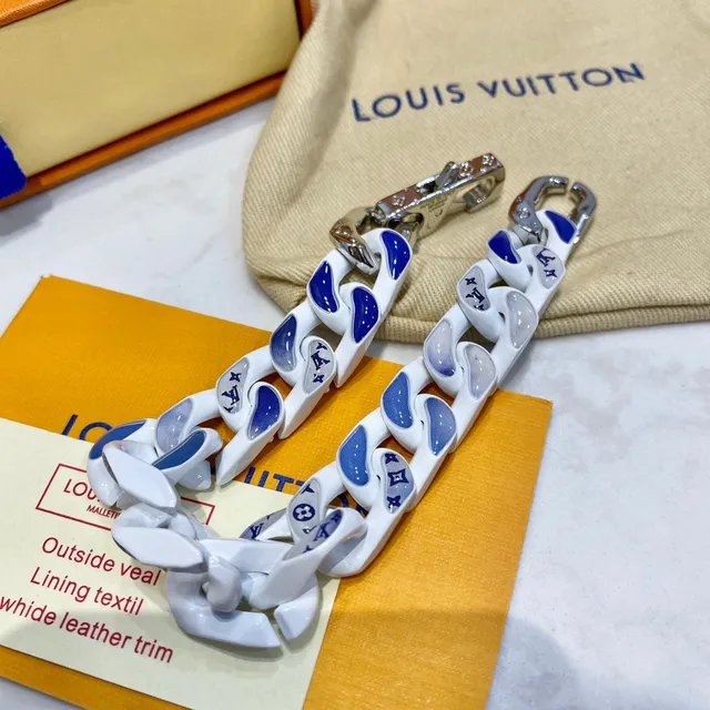 Louis Vuitton Chaîne à Maillons Emaillée Blanche et Bleue Bracelet 2