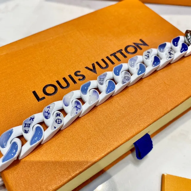 Louis Vuitton Chaîne à Maillons Emaillée Blanche et Bleue Bracelet 3