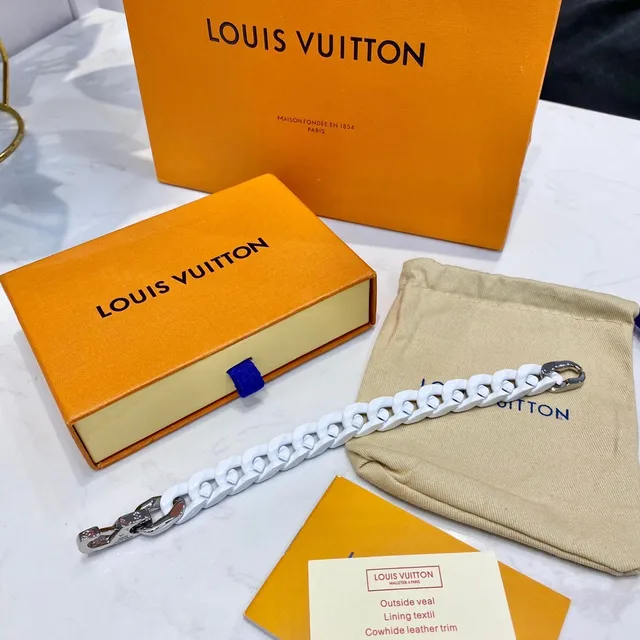 Louis Vuitton Chaîne à Maillons Emaillée Blanche et Bleue Bracelet 4