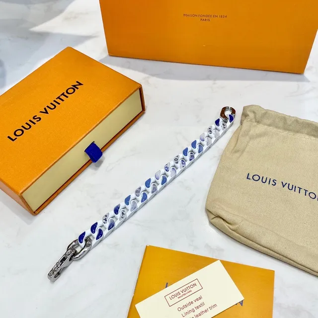 Louis Vuitton Chaîne à Maillons Emaillée Blanche et Bleue Bracelet 5