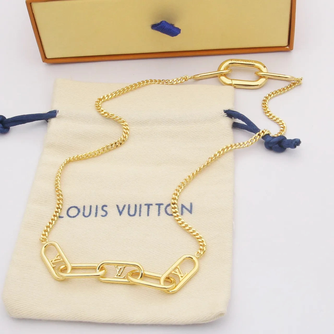 Louis Vuitton قلادة سلاسل ذهبي وردي ذهبي فضي 5