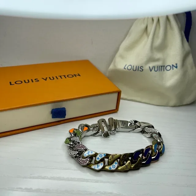 Louis Vuitton Chain Reaction Multicolor Enamel and Crystal Bracelet 5