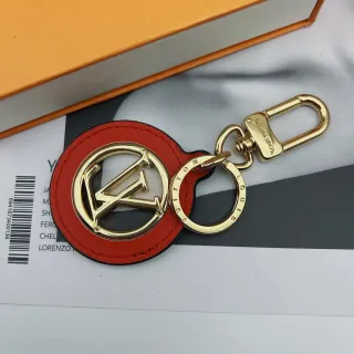 Louis Vuitton गोल चाबी धारक लाल सोना गोल चमड़ा मोनोग्राम हैंडबैग