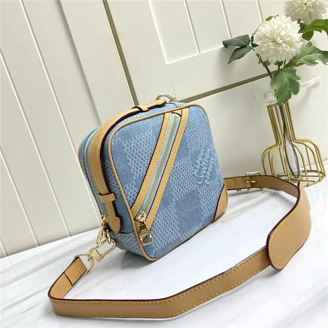 Louis Vuitton Denim Houndstooth Tan Trim Messenger Bag 9