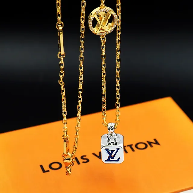 Louis Vuitton Dual Pendant Gold-Tone Chain Necklace 2