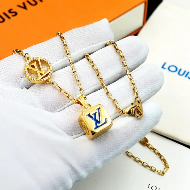 Louis Vuitton Dual Pendant Gold-Tone Chain Necklace 7