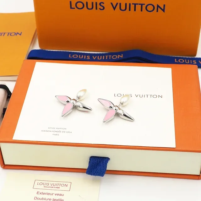 Louis Vuitton Floral Enamel and Pearl Stud Earrings 5