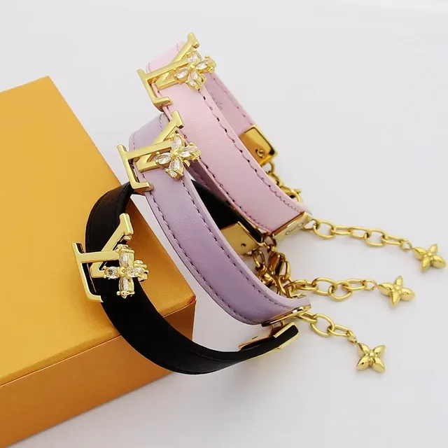 Louis Vuitton Flower Chain Beige Suede Bracelet 6