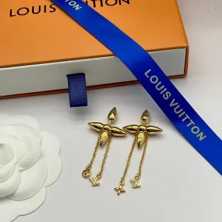 Louis Vuitton أقراط فلورال توب ذهبي زهور
