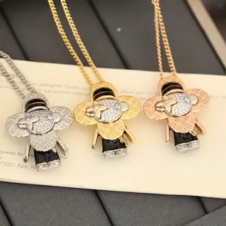 Colar Louis Vuitton Dourado Preto Monograma Gravado Cristal Pavé Face