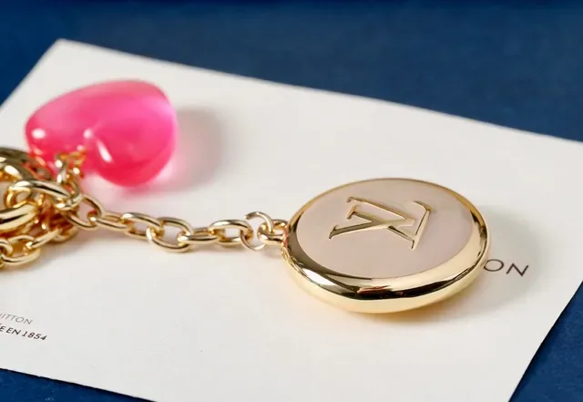 Louis Vuitton Gold Pink Hardware Enamel Charms Bracelet 3