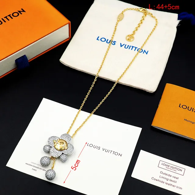 Louis Vuitton colar com pingente em forma de flor pavé-set com esferas de cristal em ouro e prata 7