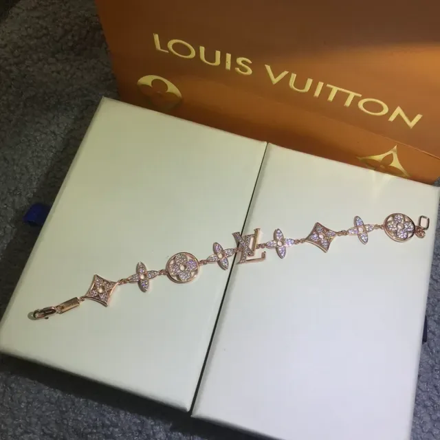 Bracelete Louis Vuitton Ouro e Prata Pavé-Crystal Monogram-Link 2