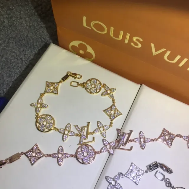 Bracelete Louis Vuitton Ouro e Prata Pavé-Crystal Monogram-Link 6