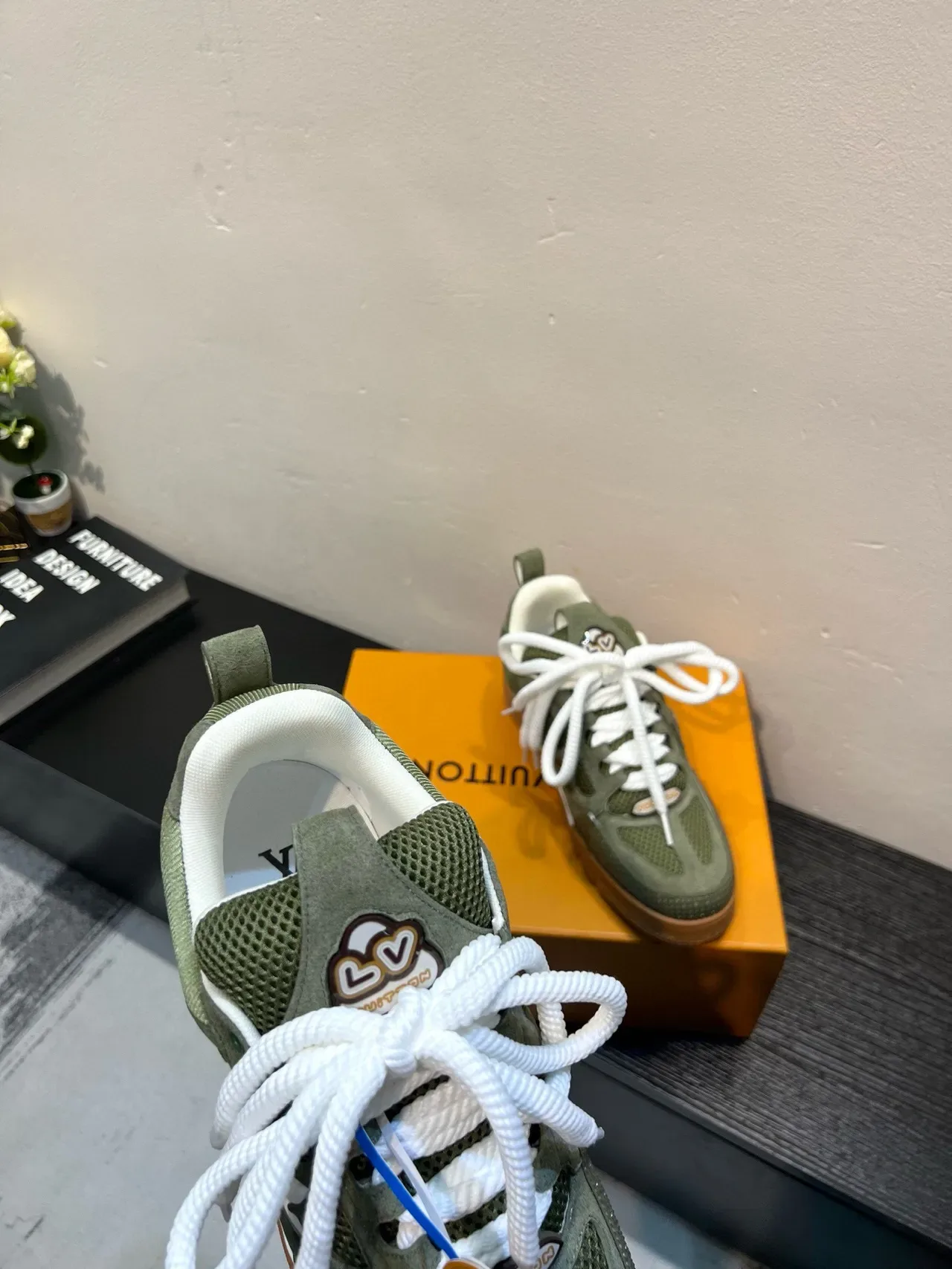 Louis Vuitton Verde Beige Oliva Ante Y Malla Cintas Trenzadas Blancas Lifestyle Sneakers 7
