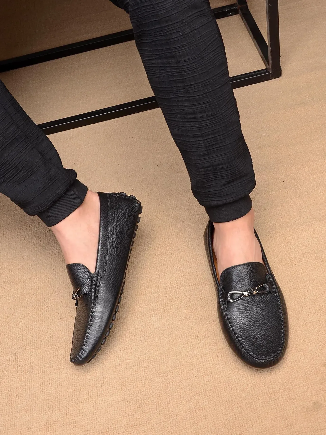 Louis Vuitton Horsebit 1955 Black Pebbled Leather Loafers 2