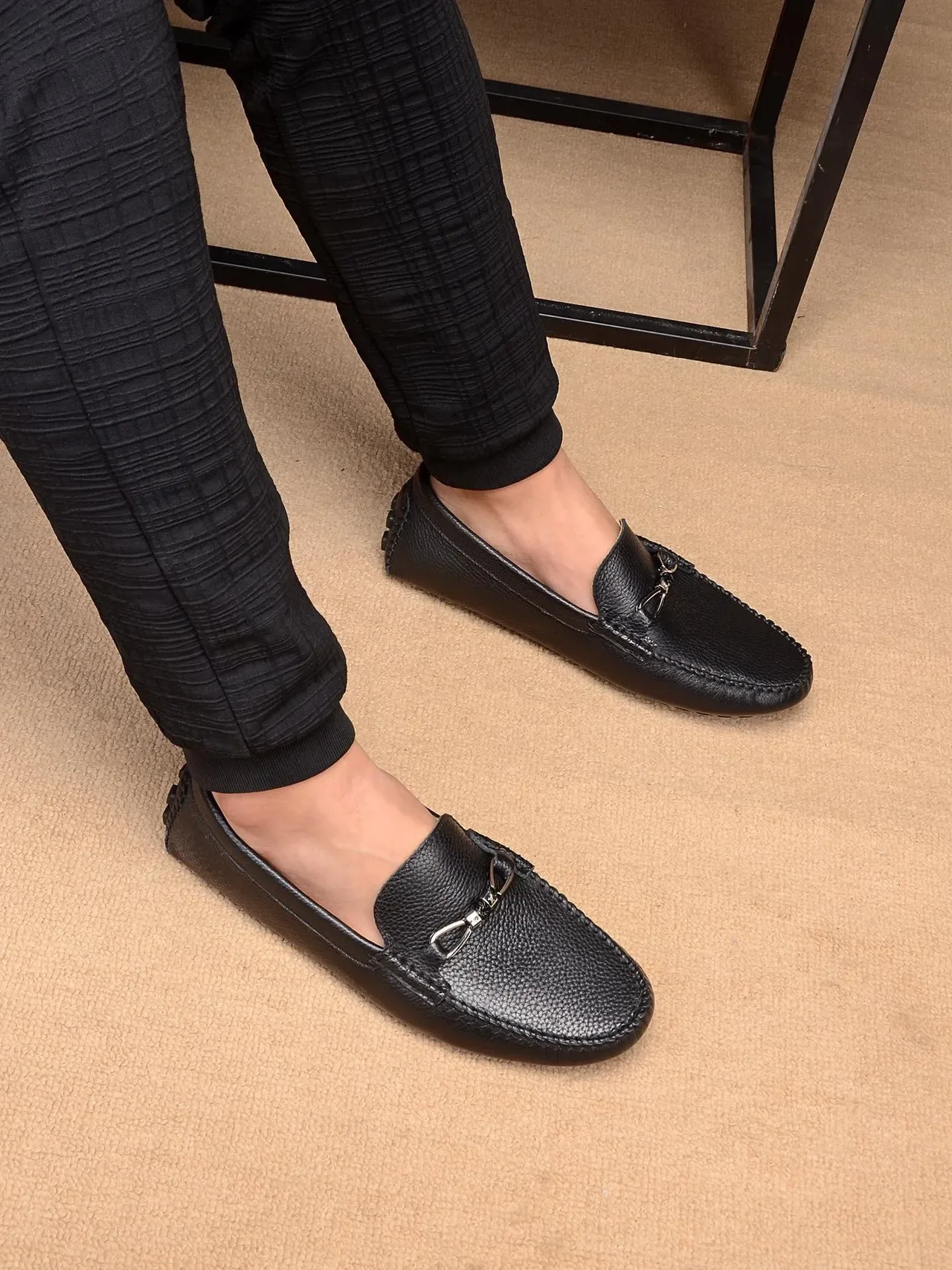 Louis Vuitton Horsebit 1955 Black Pebbled Leather Loafers 3