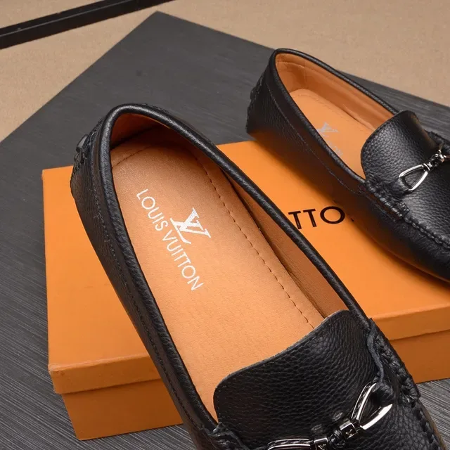 Louis Vuitton Horsebit 1955 Black Pebbled Leather Loafers 4