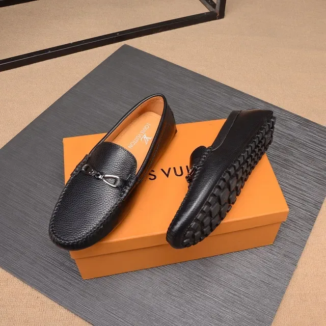 Louis Vuitton Horsebit 1955 Black Pebbled Leather Loafers 6