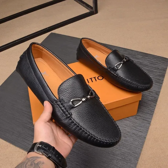 Louis Vuitton Horsebit 1955 Black Pebbled Leather Loafers 8