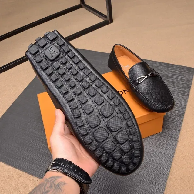 Louis Vuitton Horsebit 1955 Black Pebbled Leather Loafers 9