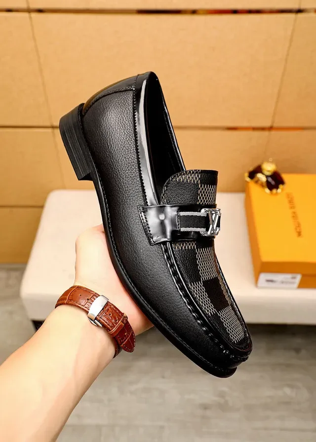 Louis Vuitton Loafer Black and Beige Damier Check Leather Loafers 5