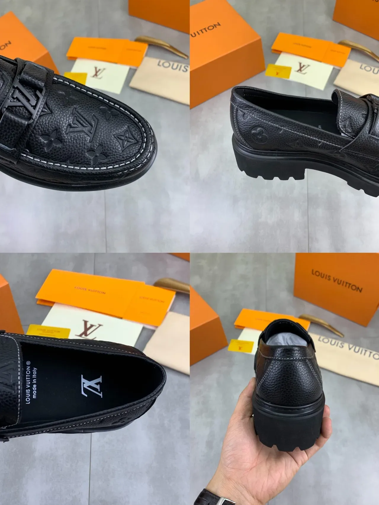 Louis Vuitton Loafer Noir Blanc Cuir Monogramme Embossé Semelle Chunky Lug Loafer 2