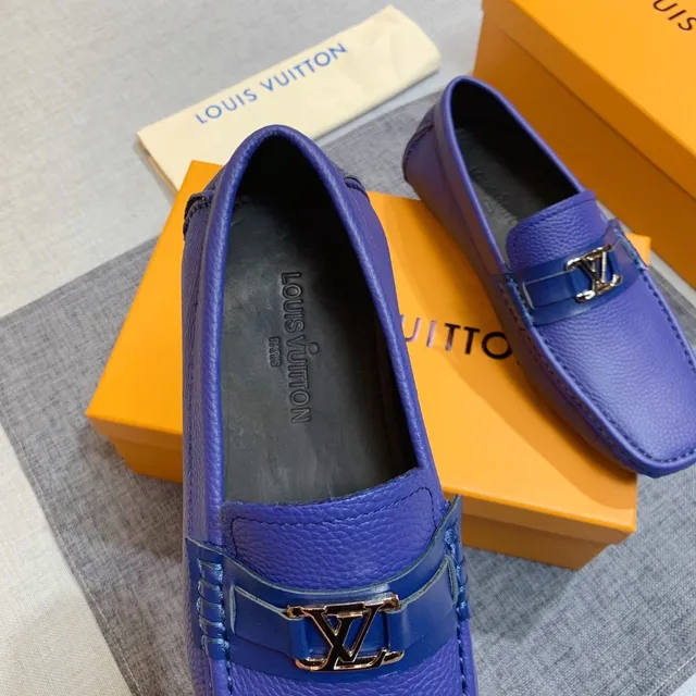 Louis Vuitton Loafer Royal Blue Pebbled Leather Slip-On Loafers 2