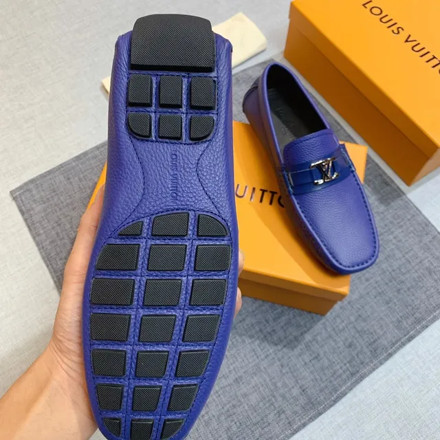 Louis Vuitton Loafer Royal Blue Pebbled Leather Slip-On Loafers 3