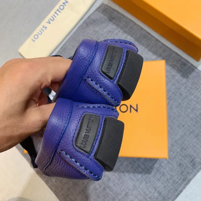 Louis Vuitton Loafer Royal Blue Pebbled Leather Slip-On Loafers 4