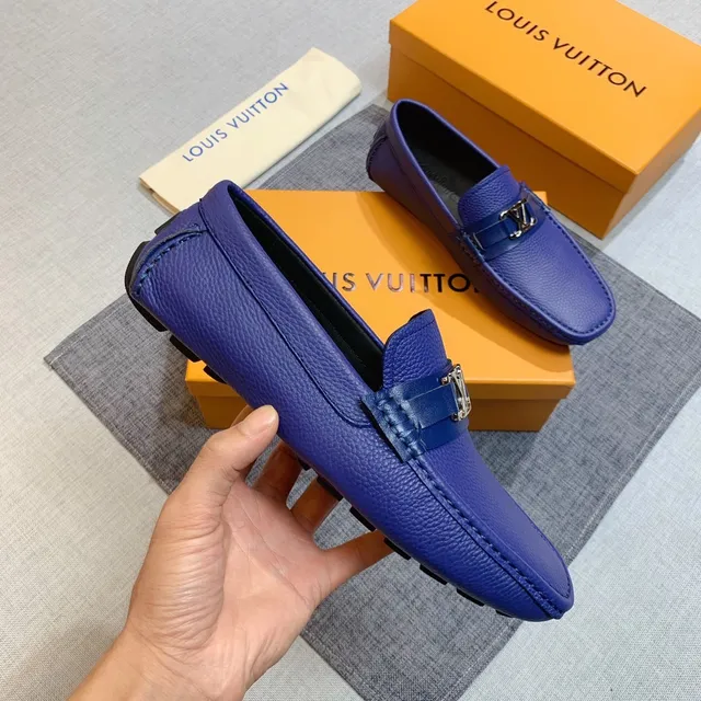 Louis Vuitton Loafer Royal Blue Pebbled Leather Slip-On Loafers 5