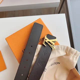 Louis Vuitton LV cinto marrom dourado embossado monograma hardware couro cinto