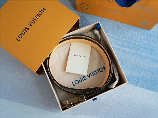 Louis Vuitton LV 棕色 金色 花押 帆布 扣 皮革 腰带 2