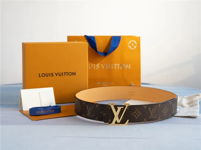 Louis Vuitton LV 棕色 金色 花押 帆布 扣 皮革 腰带 9