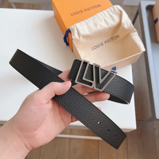 Louis Vuitton LV Initiales Black Pebbled Leather Belt 6