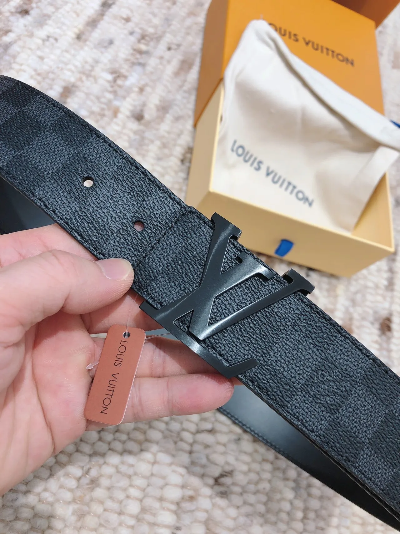 Louis Vuitton LV Initiales Damier Graphite Leather Belt 8