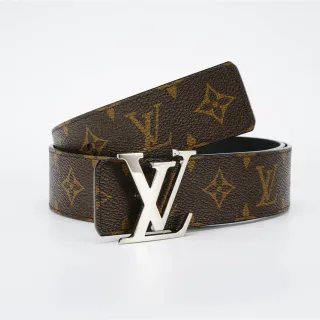 लुई विटन LV Initiales Monogram भूरी चमड़े की बेल्ट