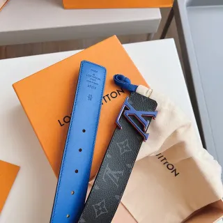 Louis Vuitton LV Initiales Monogram Eclipse وحزام جلد أزرق