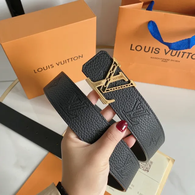 Louis Vuitton LV Initiales Twist Black Pebbled Leather Belt 4